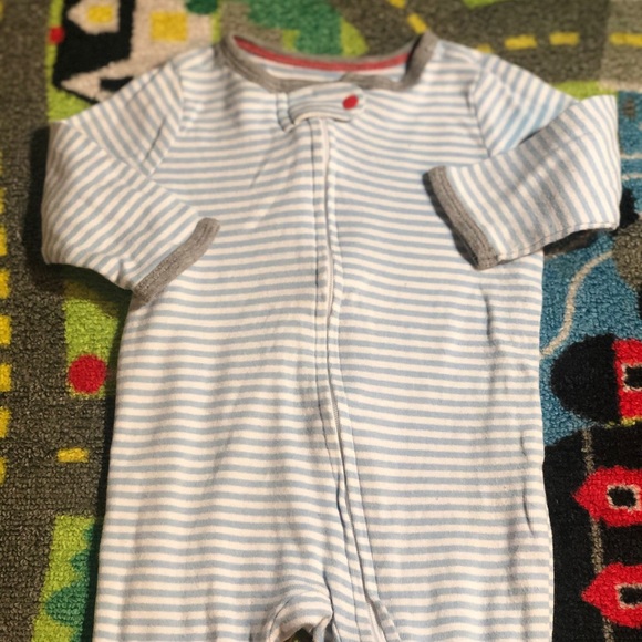 Cat & Jack Baby Striped Footed Sleeper – Blue & White | Size: NB/0-3M - Picture 4 of 5